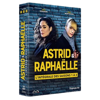 Jaquettes du coffret DVD des saisons 1, 2 et 3 d'Astrid et Raphaëlle